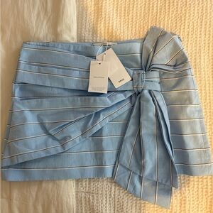 Mango Light Blue Striped Mini Skirt